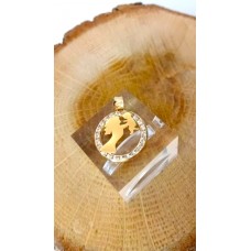 Μενταγιόν σε Κίτρινο Χρυσό 14Κ με ζιργκόν "Μαμά με μωρό" (N205)